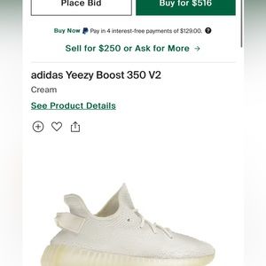 adidas Yeezy Boost 350 V2
Cream Size 6